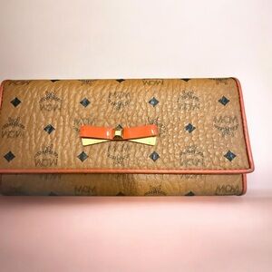MCM Long Wallet PVC Leather Brown Orange Used